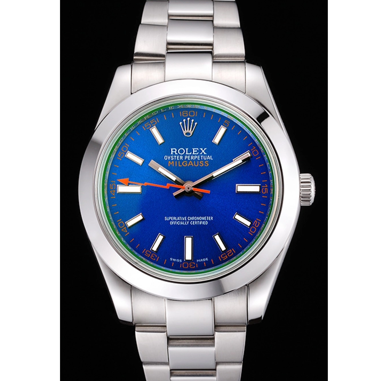 Aaa replica Dial 622838 Blue Steel Case Bezel Milgauss Rolex Stainless And 0724